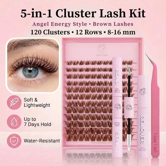 Angel Energy Brown 5-in-1 DIY Cluster Lash Kit – 120 Clusters