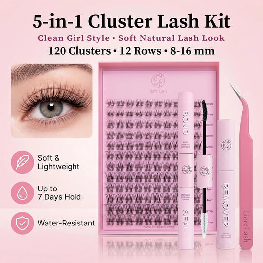 Clean Girl Black 5-in-1 DIY Cluster Lash Kit – 120 Clusters