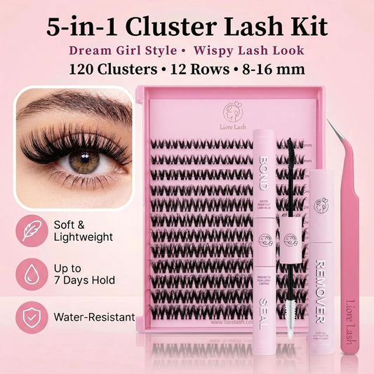 Dream Girl 5-in-1 DIY Cluster Lash Kit – 120 Clusters