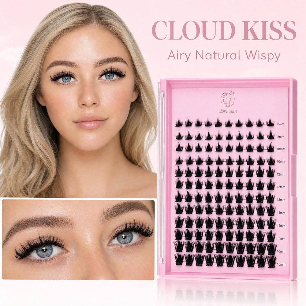 Cloud Kiss cluster lash kit on the model