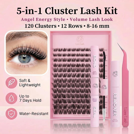Angel Energy Black 5-in-1 DIY Cluster Lash Kit – 120 Clusters