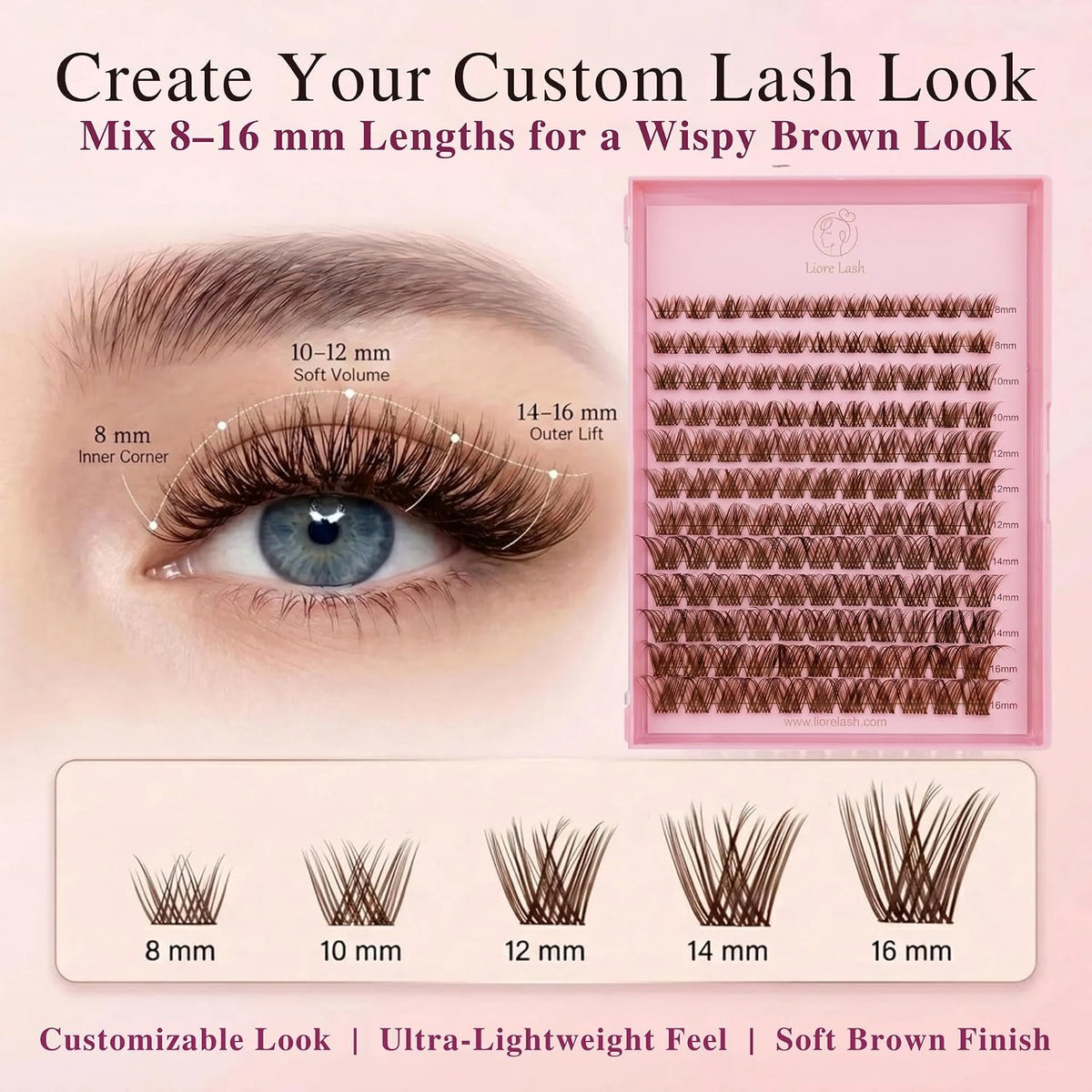 Angel Energy Brown 5-in-1 DIY Cluster Lash Kit – 120 Clusters
