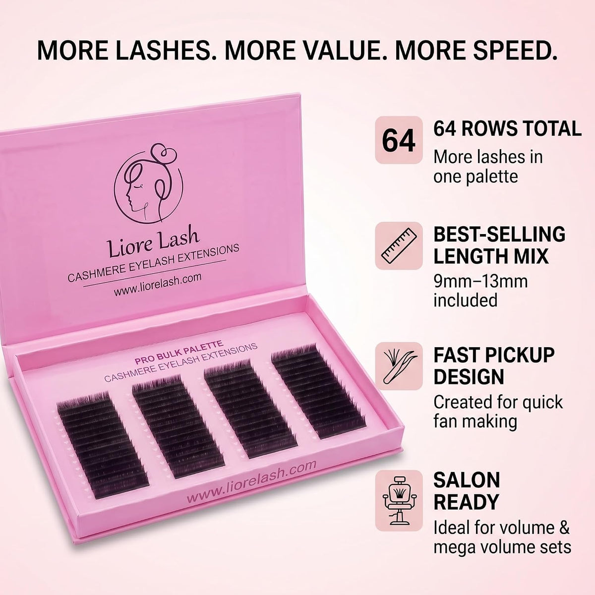 Cashmere Bulk Lash Palette – 0.07 mm, 64 Rows