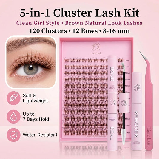 Clean Girl Brown 5-in-1 DIY Cluster Lash Kit – 120 Clusters