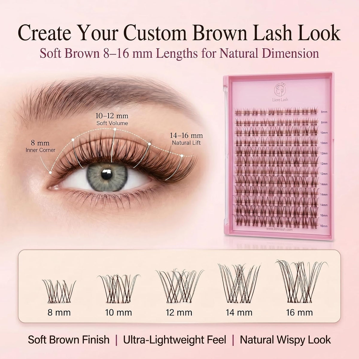 Clean Girl Brown 5-in-1 DIY Cluster Lash Kit – 120 Clusters