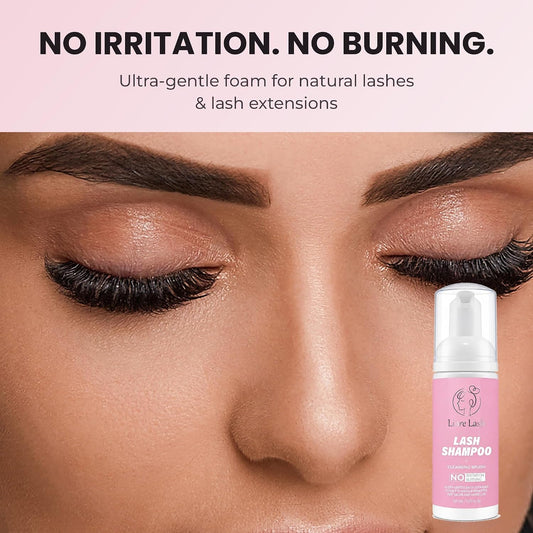 Gentle Lash Shampoo with Brush - Made for Everyday Lash Cleansing and Pre-Treatment
