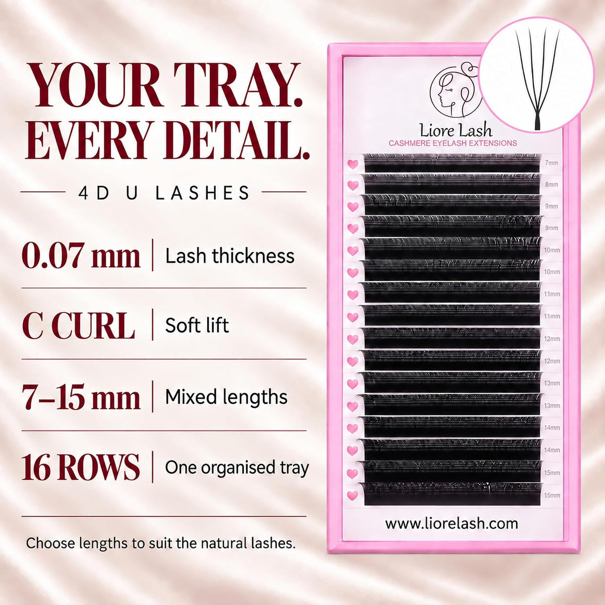 Cashmere Premade U & W Lash Fans – 0.07 mm