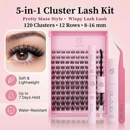 Pretty Muse 5-in-1 DIY Cluster Lash Kit – 120 Clusters
